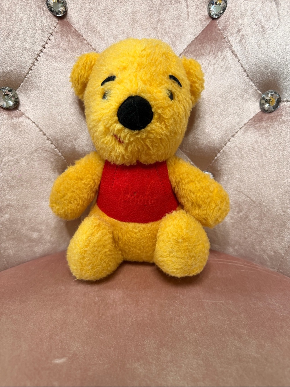 Classic Yellow Plush Bear with Red Shirt - Winnie the Pooh Style